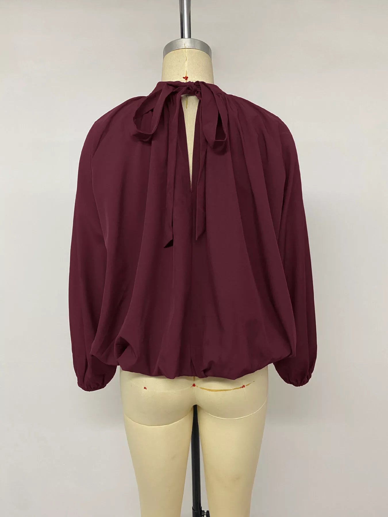 Tie Back Balloon Sleeve Blouse
