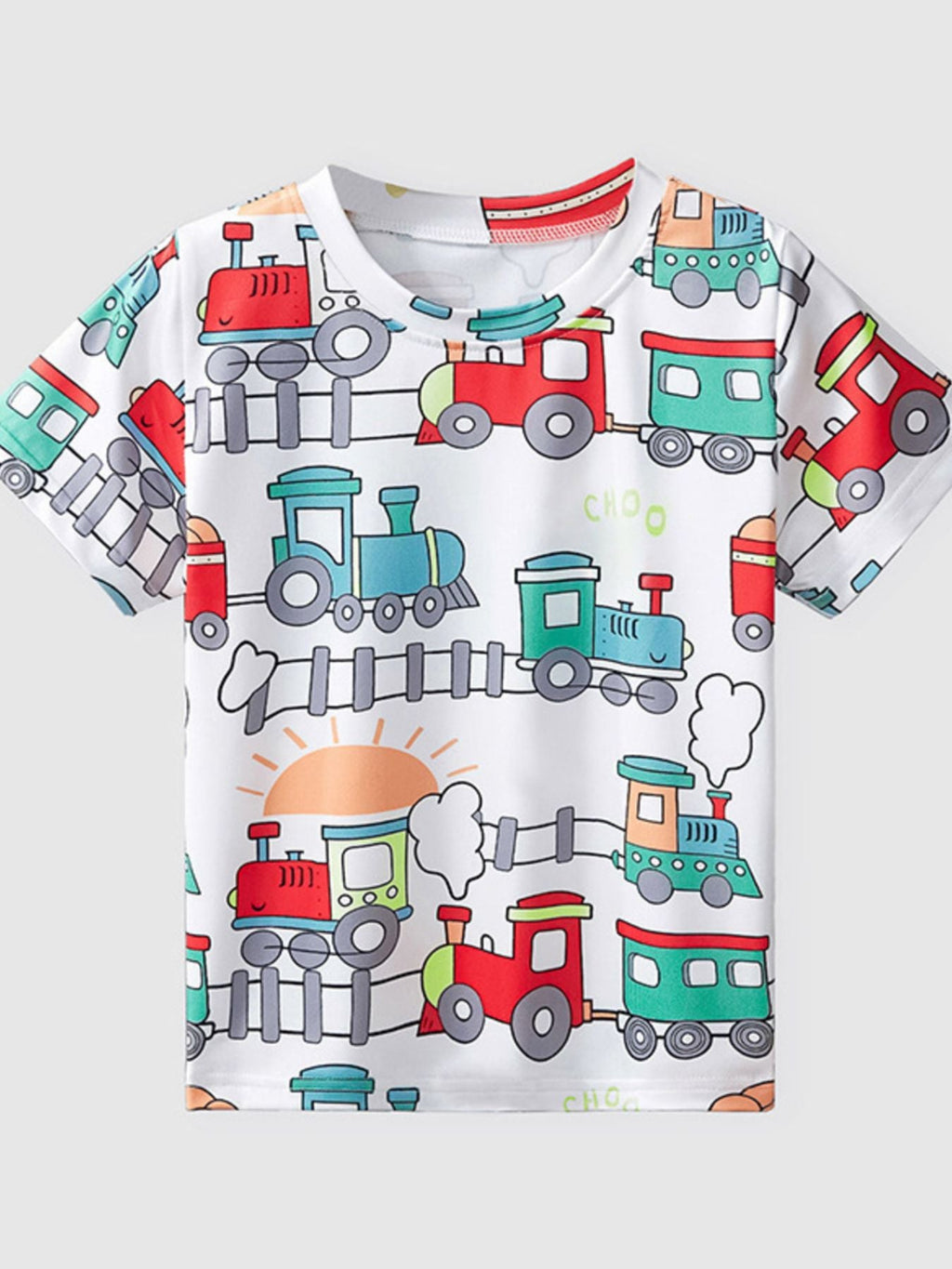 Children's Fun Train Print Short Sleeve T-Shirt