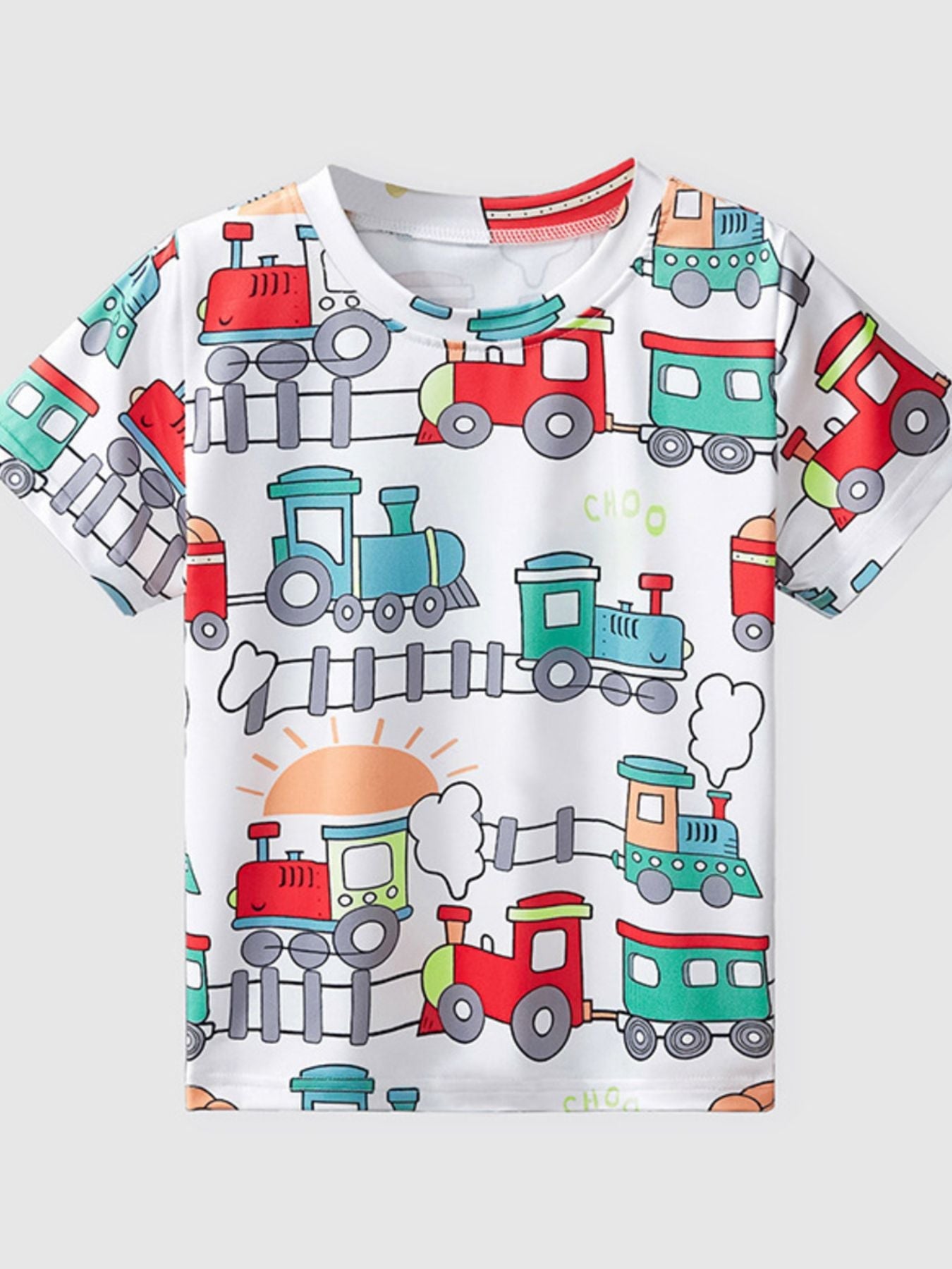 Children's Fun Train Print Short Sleeve T-Shirt