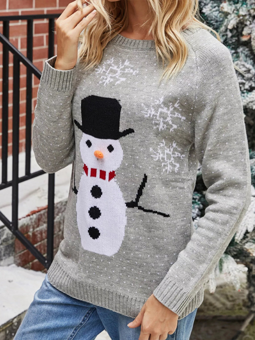 Snowman Graphic Raglan Sleeve Sweater