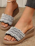 Pearl Embellished Wedge Sandals