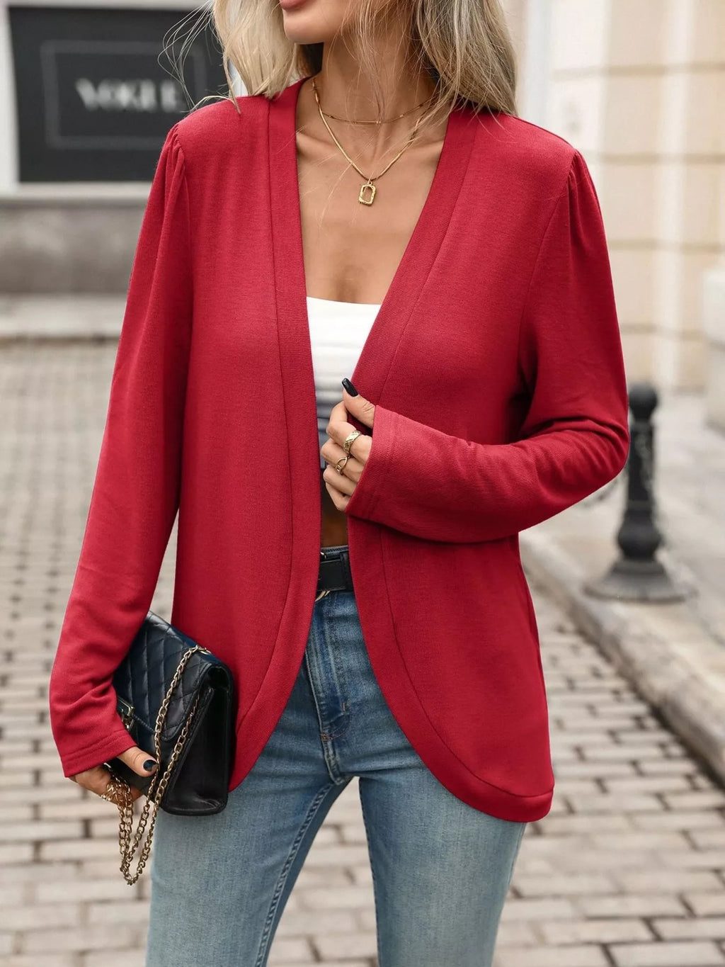 Open Front Long Sleeve Cardigan