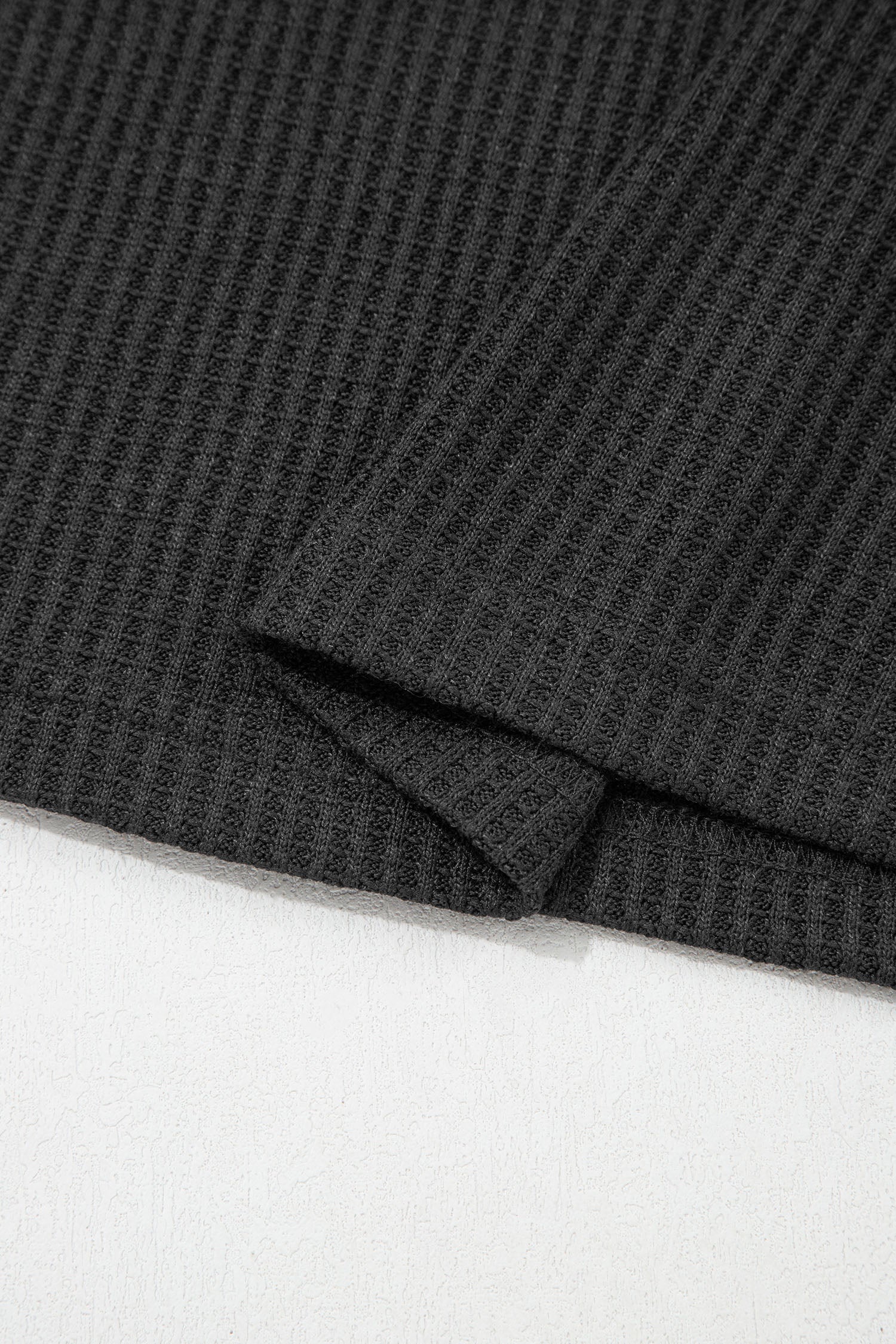 Carbon Grey Waffle Knit Seam Detail Color Block Patchwork Short Sleeve Top