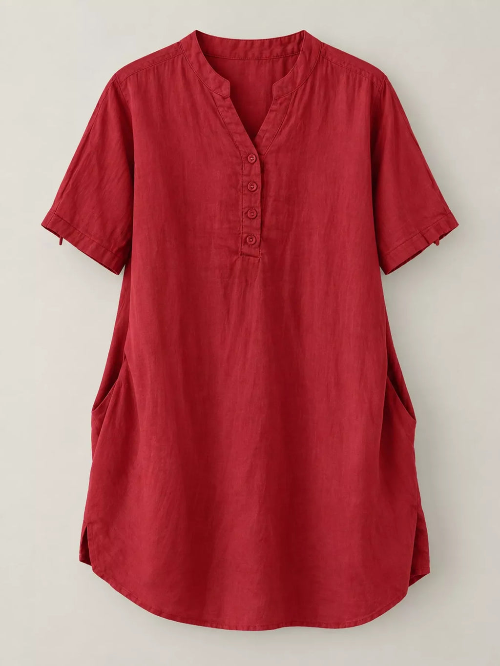 Full Size Notched Short Sleeve Oversize Blouse Plus Size