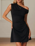 One-Shoulder Ruched Bodycon Mini Dress