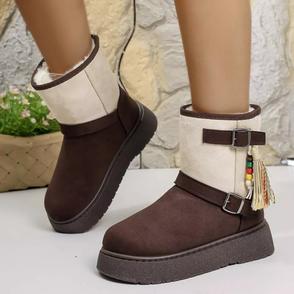 Bohemian Style Ankle Boots with Tassel Decor