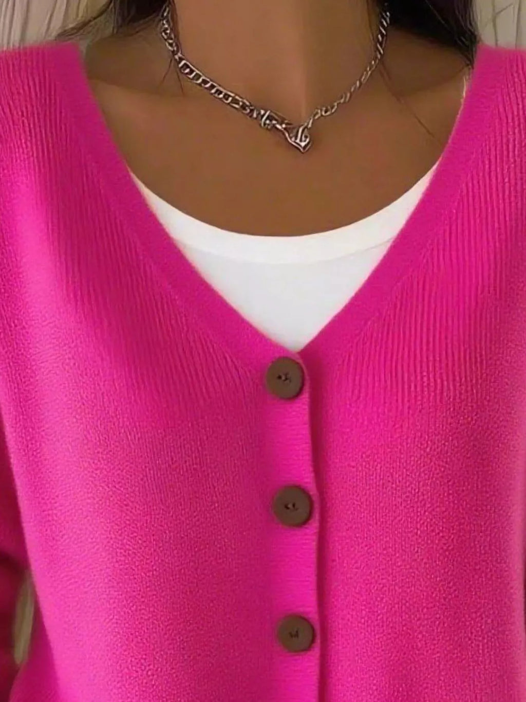 Full Size V-Neck Button-Down Knit Cardigan Plus Size