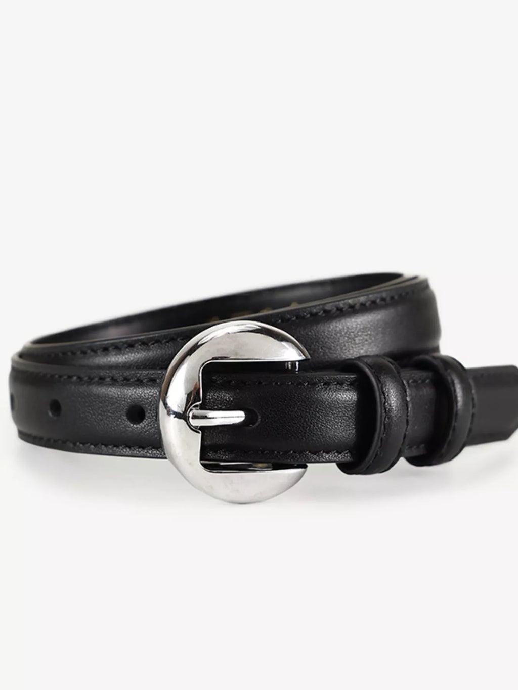 Round Buckle Leather Belt