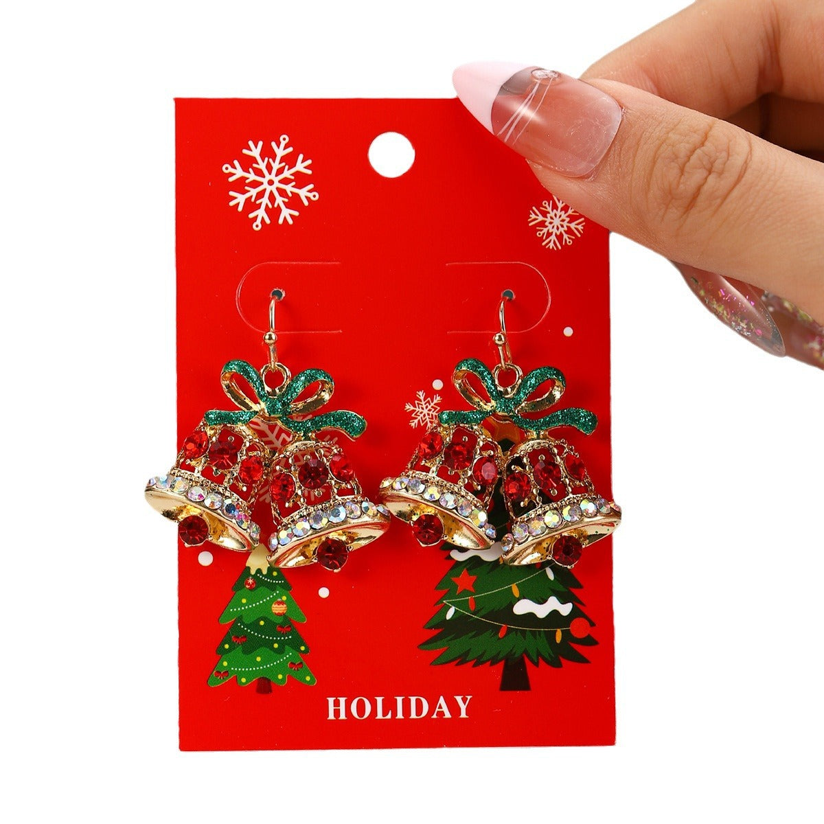 European And American Cross-Border Hot Selling New Christmas Pendant Earrings Cartoon Diamond Alloy Material Christmas Earrings Series Wholesale