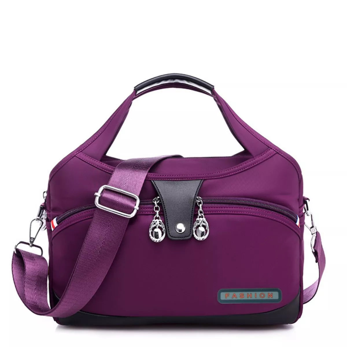 Lightweight Nylon Handbag with Multiple Pockets