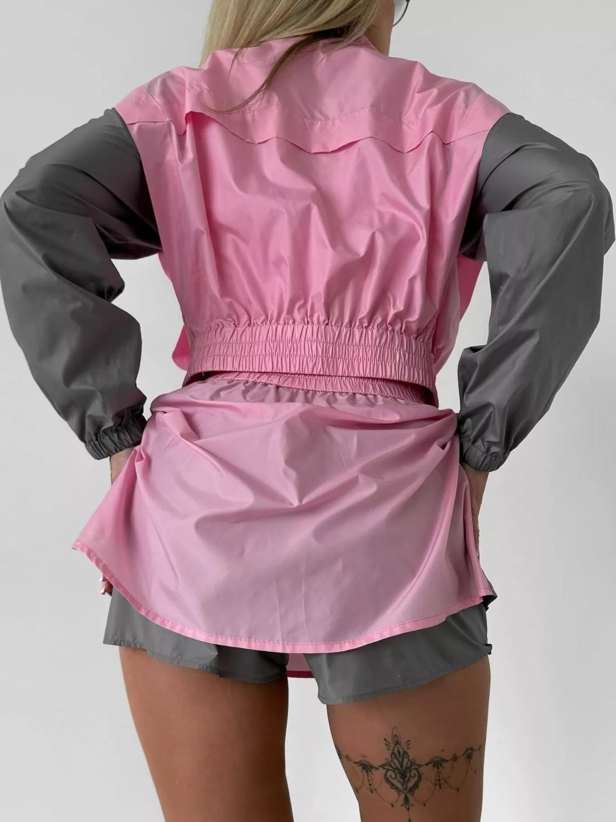 Color-Block Cropped Jacket and Skort Set