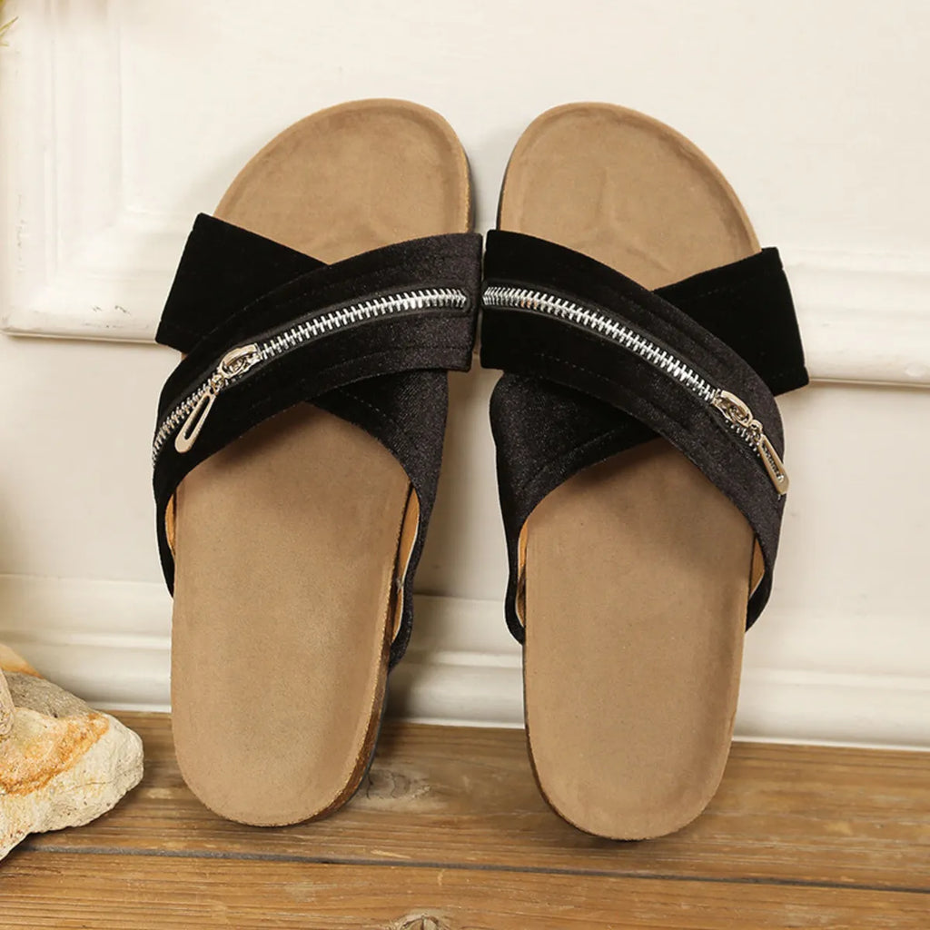 Open Toe Zip Detail Sandals