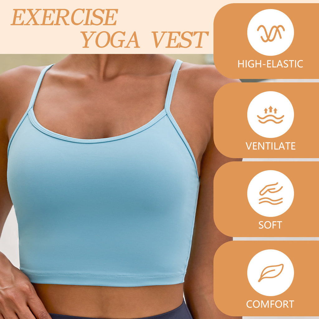 Backless Twisted Strap Yoga Sports Bra With Built-in Padded Cups Shock-Absorbing And Push-Up