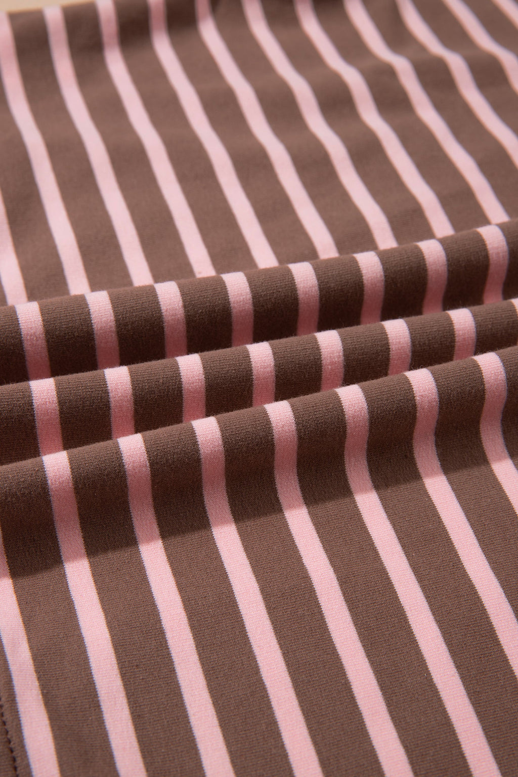 Brown Stripe Striped Drawstring Waist Long Sleeve Top Mini Skort Set