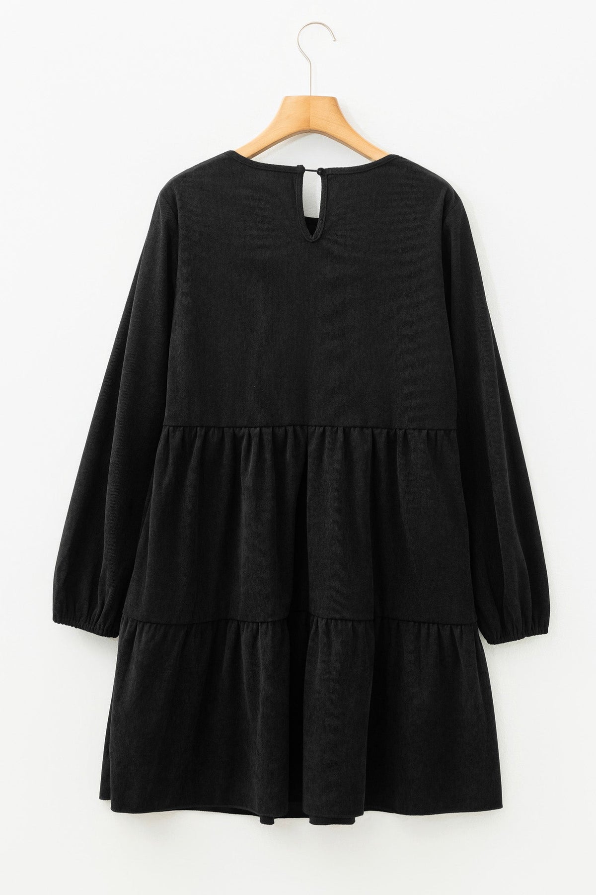 Solid Lantern Sleeve Tiered Mini Dress