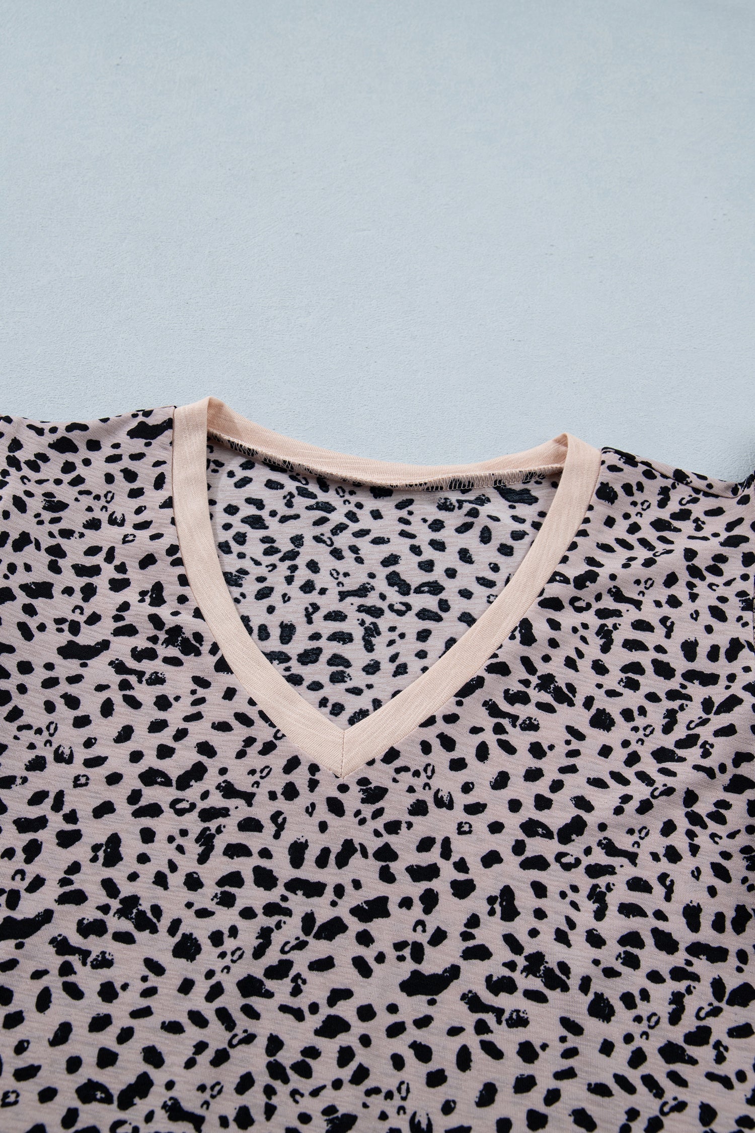 Black Cheetah Print V Neck Ruffle Trim Loose Tank Top