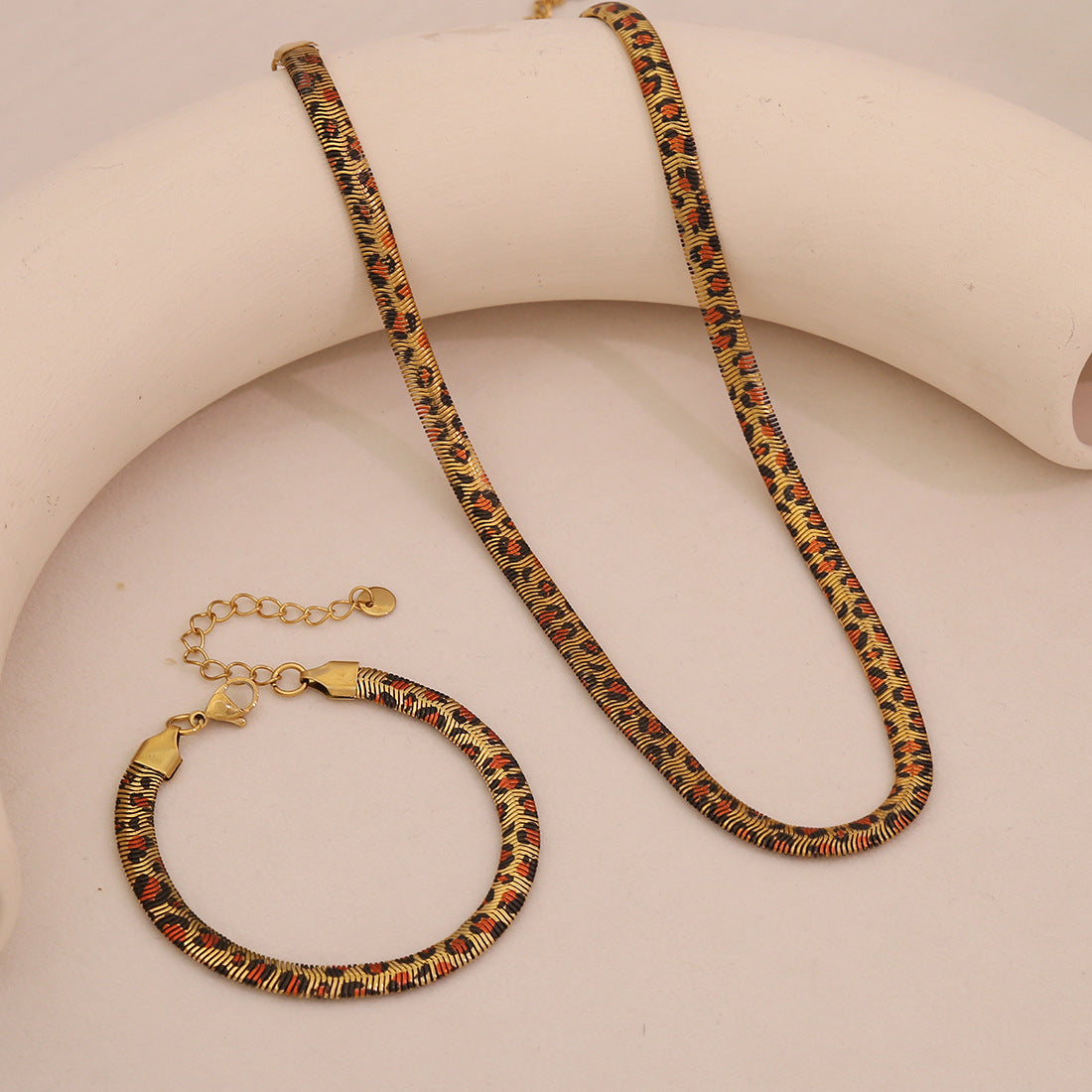 Stainless Steel Leopard-print Snake Chain Necklace