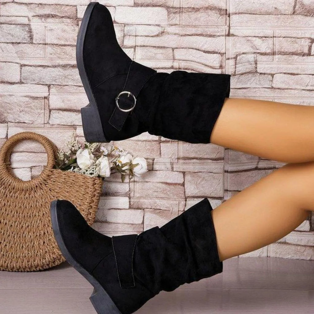 Round Toe Block Heels Boots