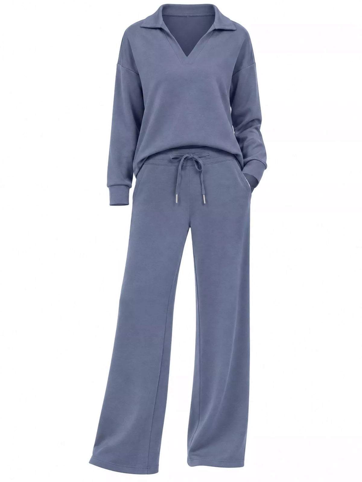 Dropped Shoulder Top and Pants Set