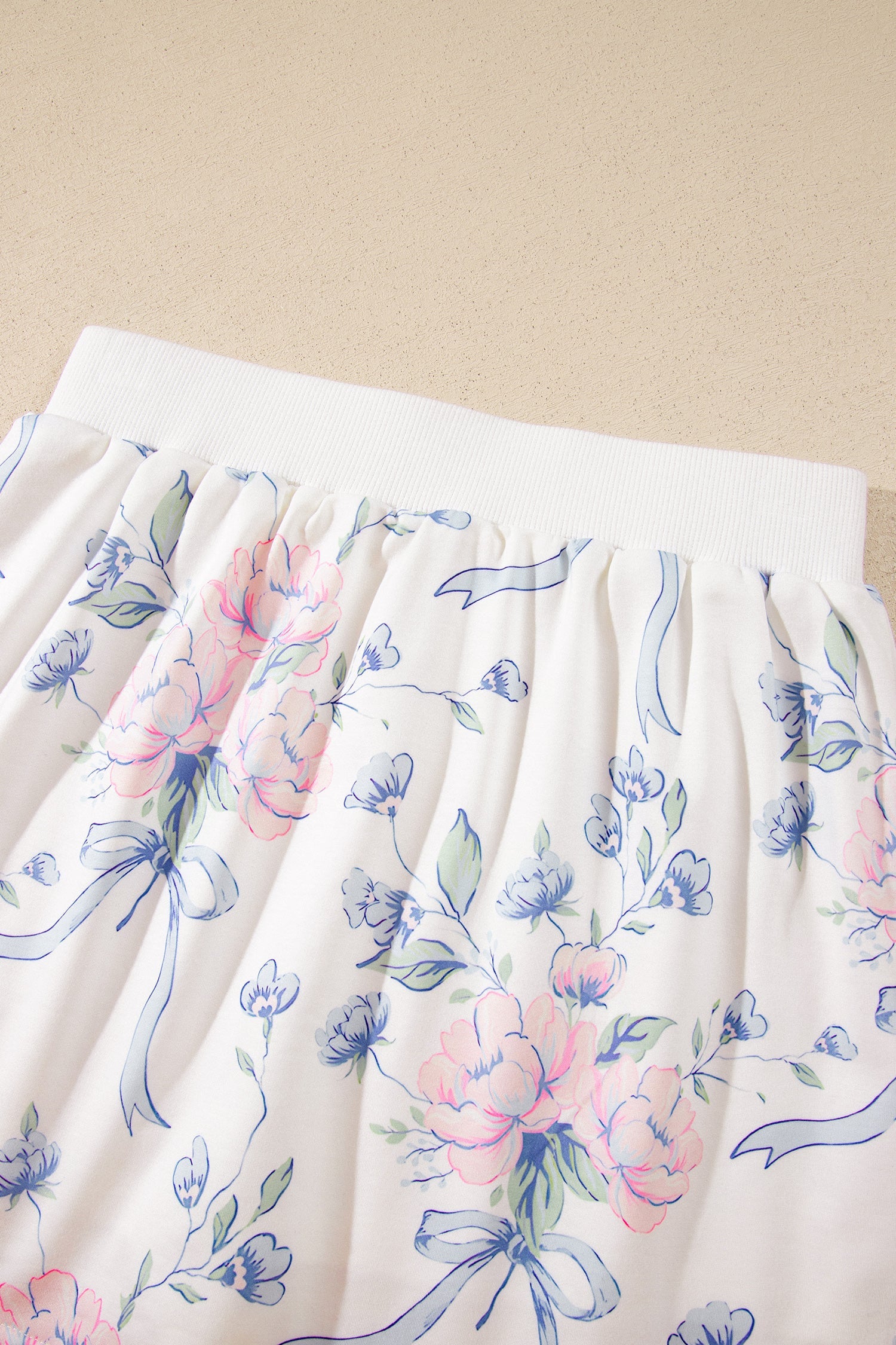 Floral Long Sleeve Top & Elastic Waist Skort Set