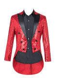 Men's Plus Size Sequin Button Up Long Sleeve Tailcoat Blazer