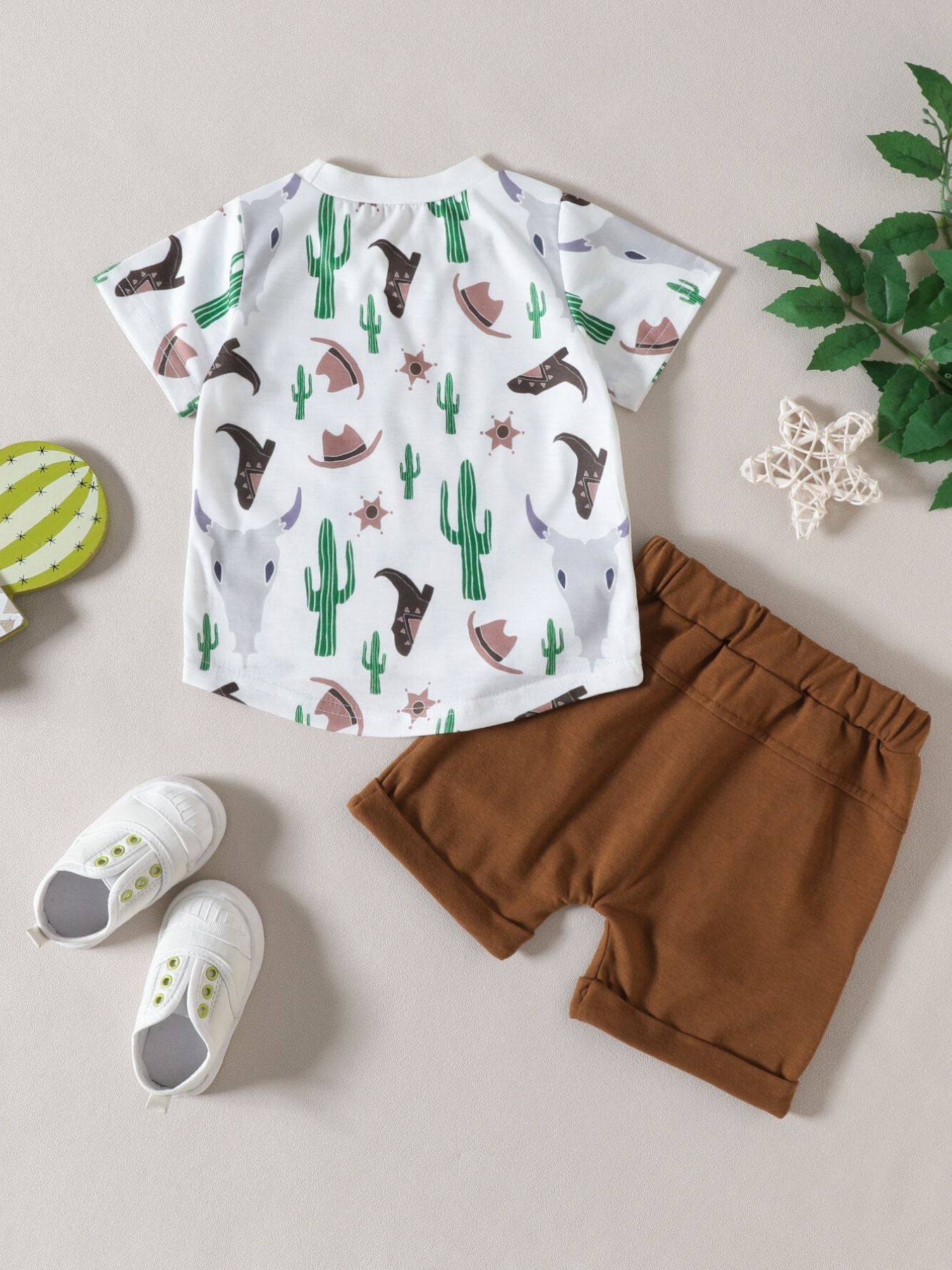 Children's Cactus Cowboy Print Pocket Tee & Shorts Set