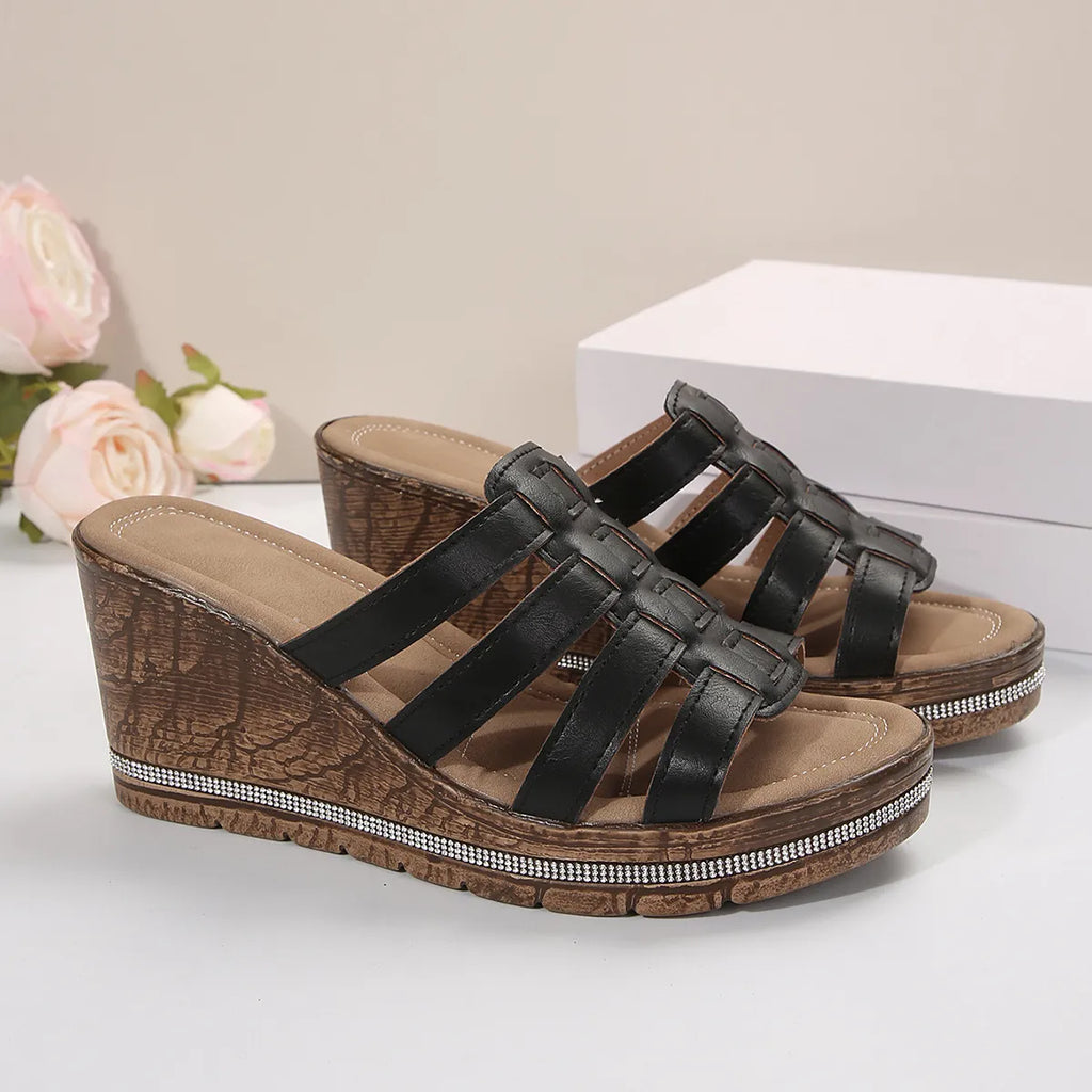 Wedge Platform Sandals with Multiple Strap Design