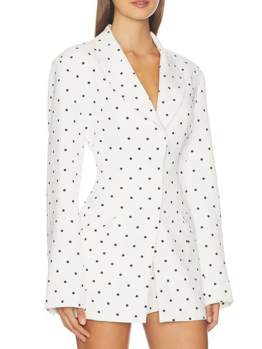Polka Dot Single-Breasted Blazer