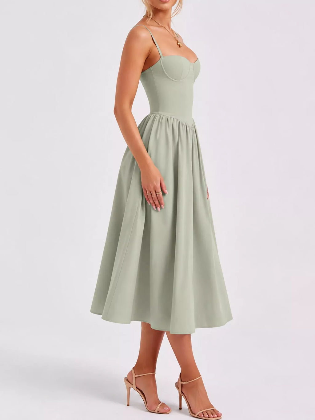 Sweetheart Neck Midi Cami Dress
