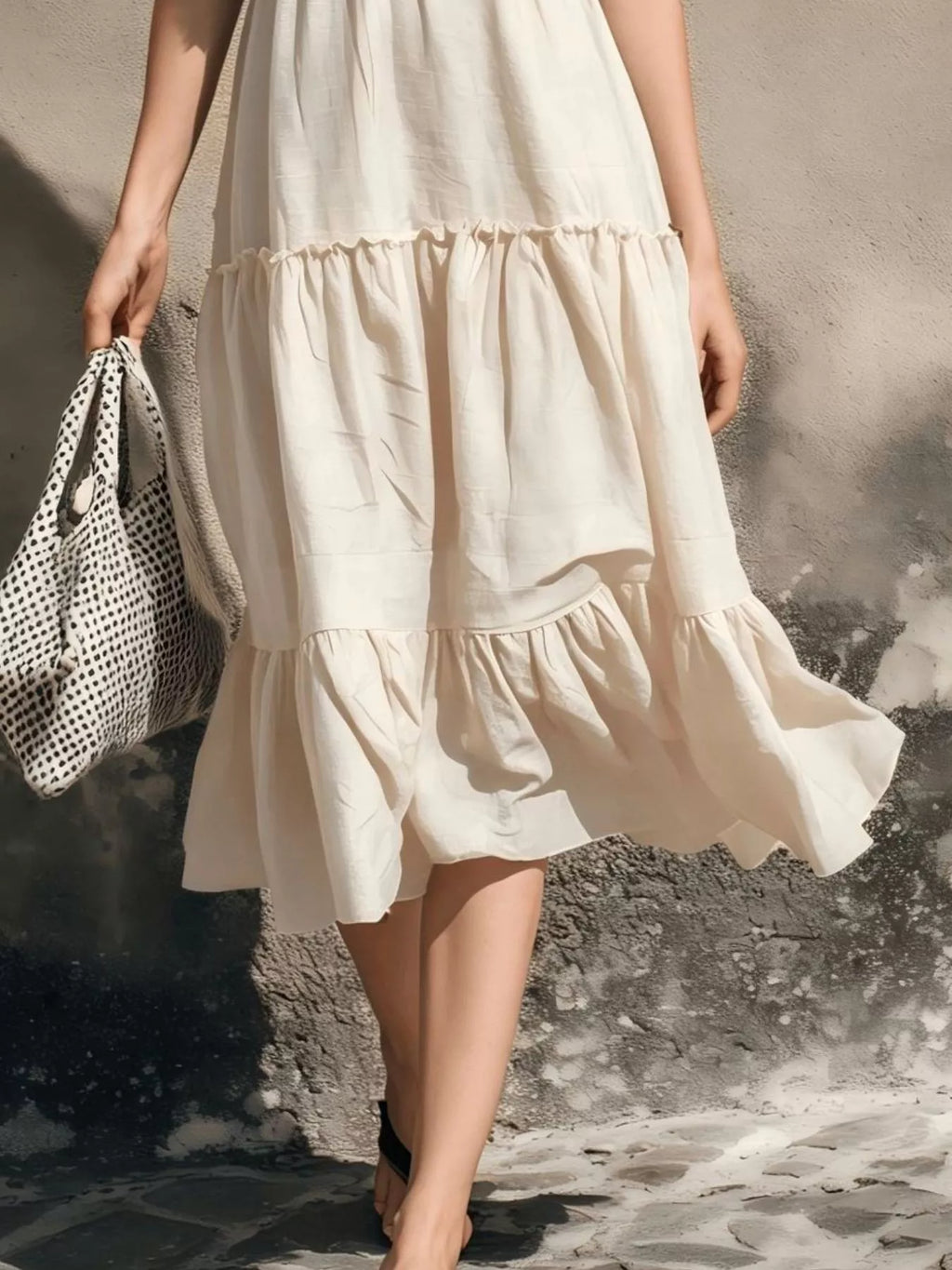 Full Size Ruffled V-Neck Tiered Midi Dress Plus Size