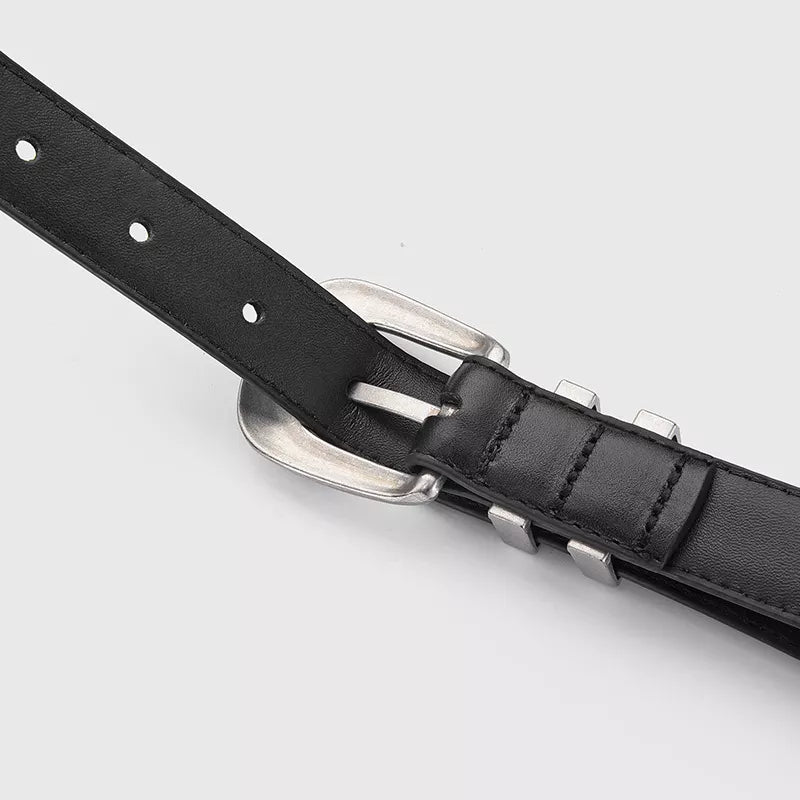 Classic Leather Belt with Buckle