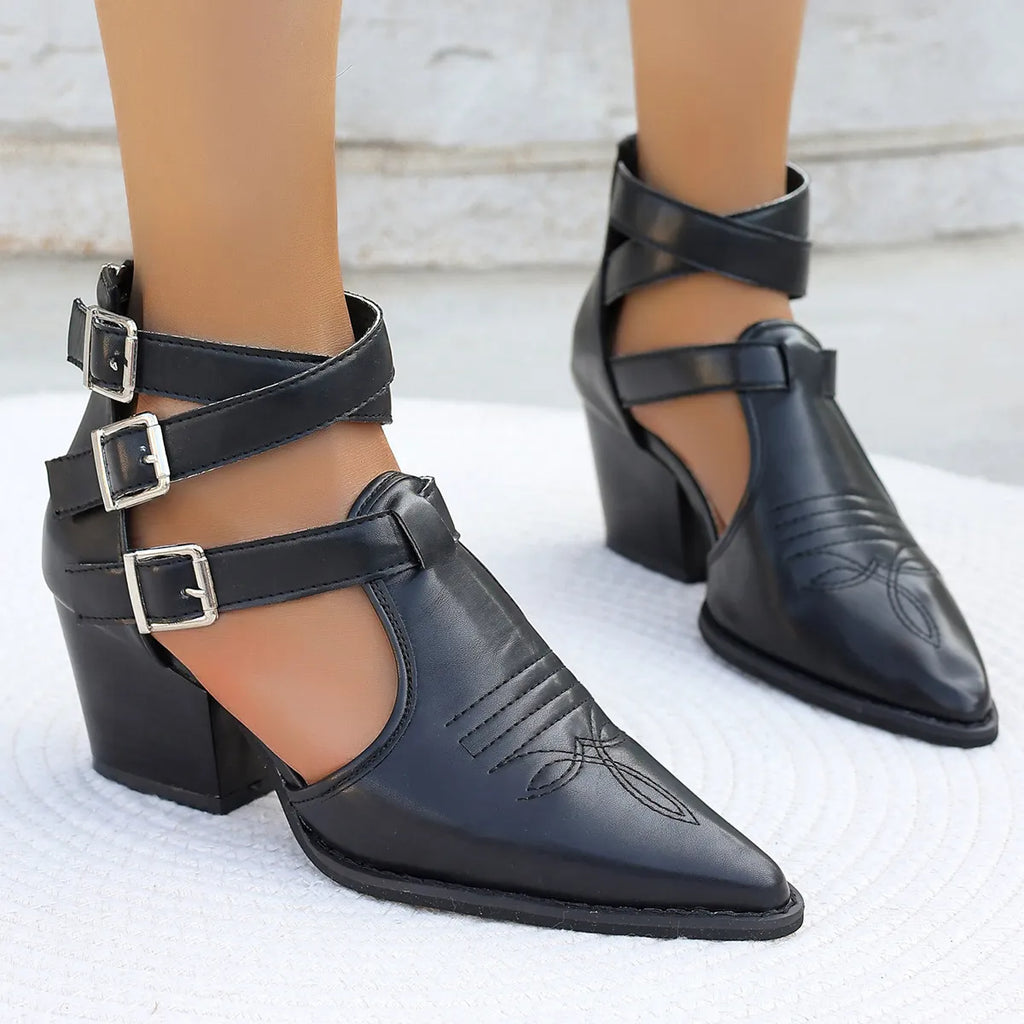 Point Toe Block Heels Sandals