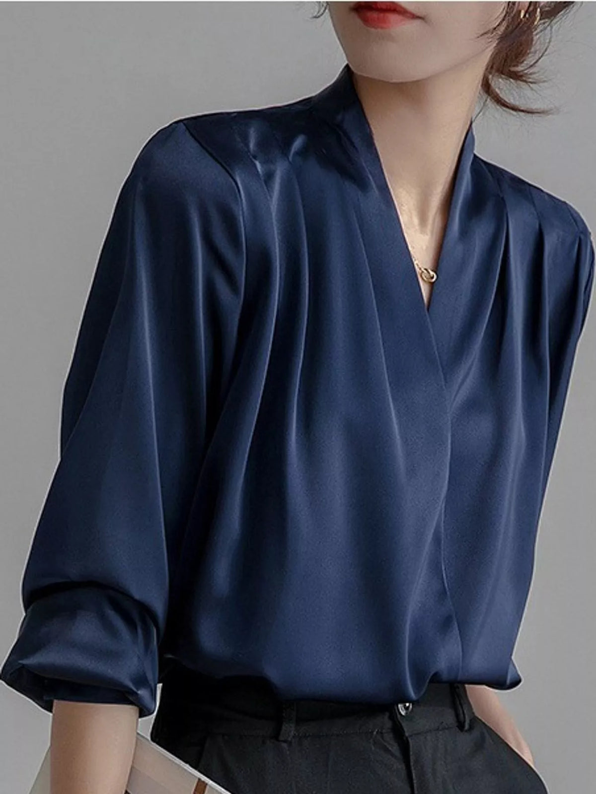 Long Sleeve Satin Blouse