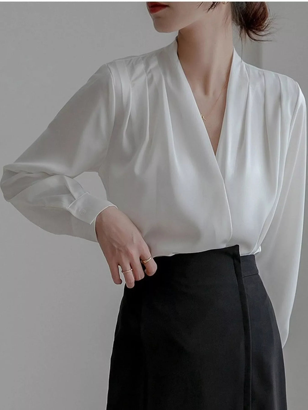 Long Sleeve Satin Blouse