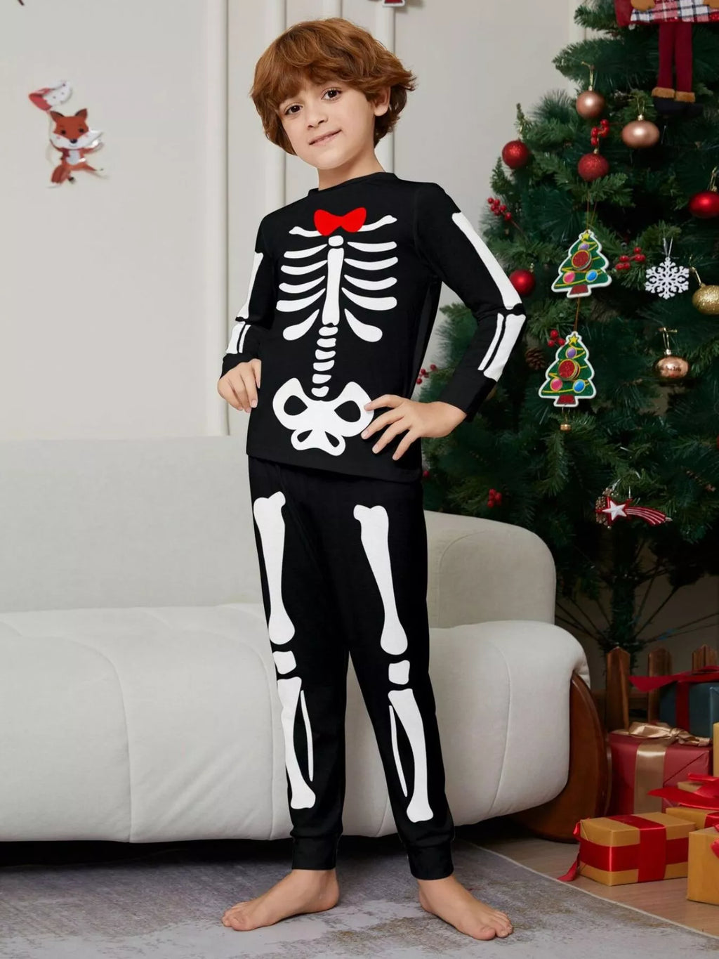 Full Size Matching Family Skeleton Pajama Set Plus Size