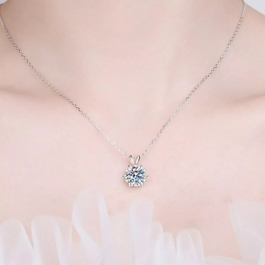 1 Carat 925 Sterling Silver Moissanite Pendant Necklace