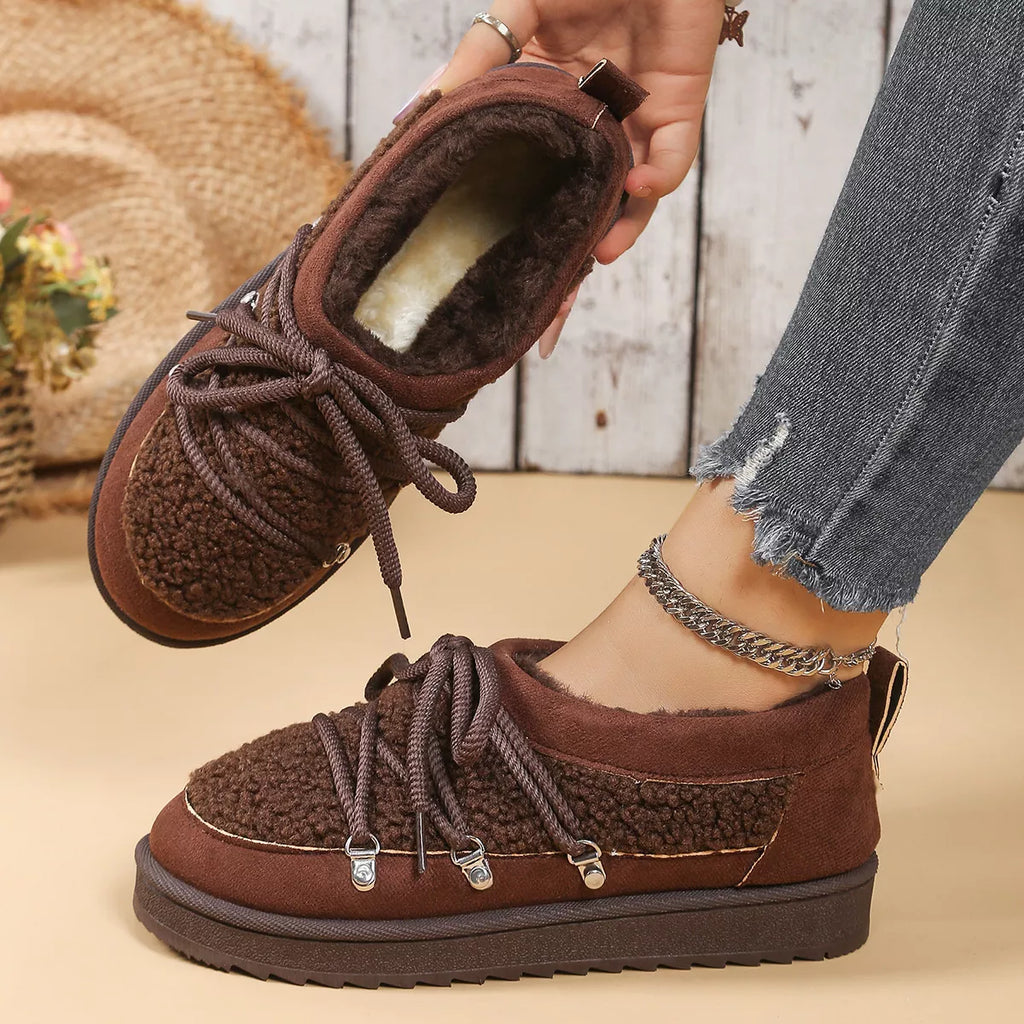 Lace Up Round Toe Platform Ankle Boots