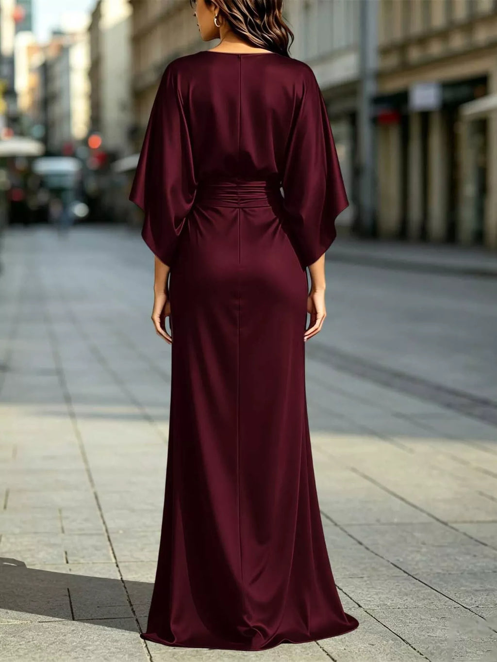 Ruched Waist Maxi Dress with Pockets