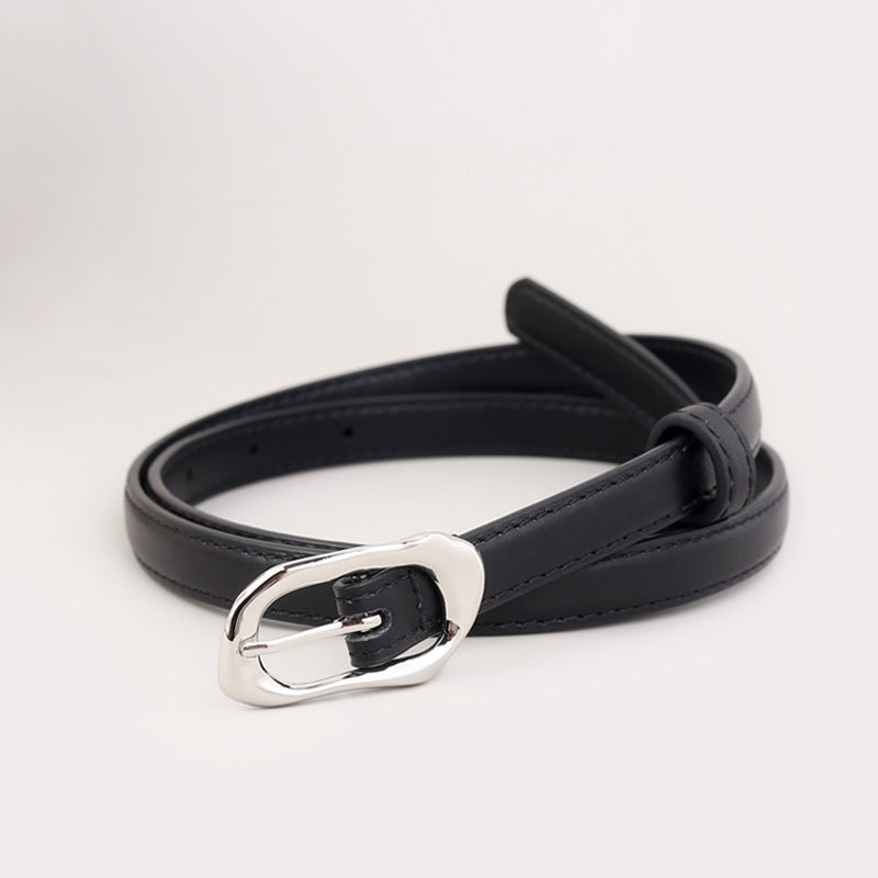 Silver Buckle Skinny Belt