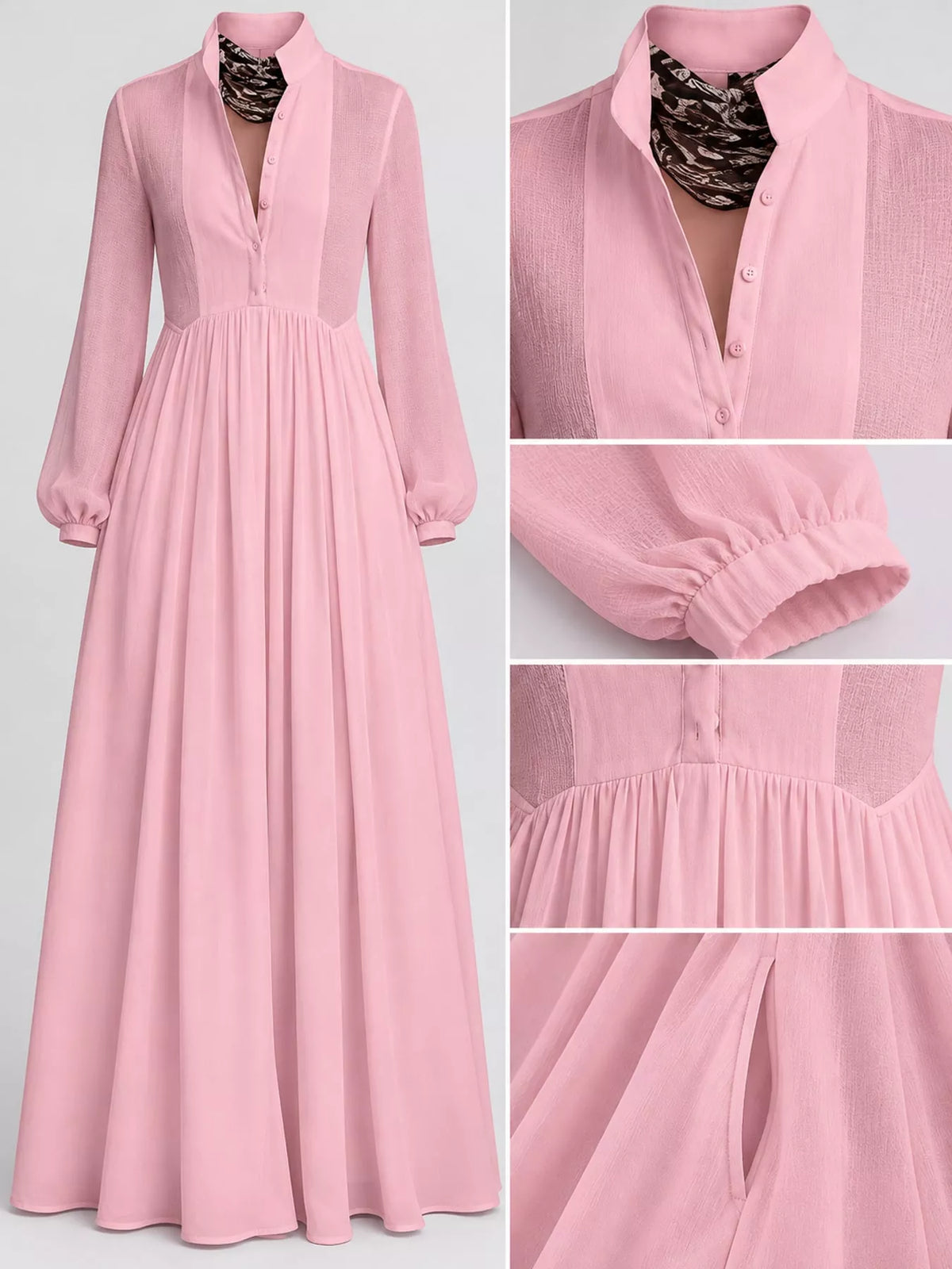 Full Size Long-Sleeve Button Front Maxi Dress Plus Size