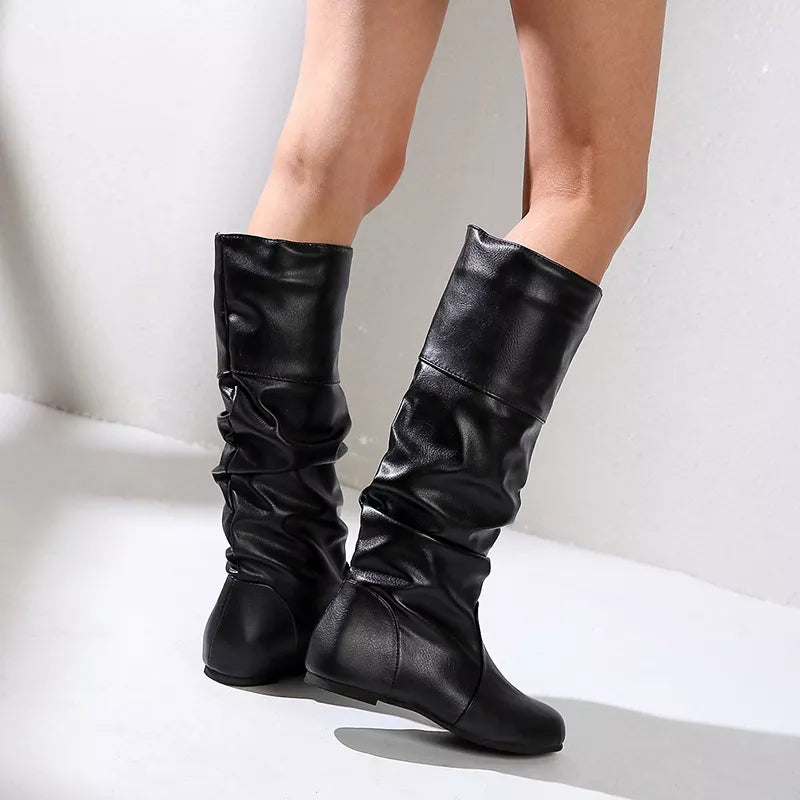 Round Toe Slouch Boots