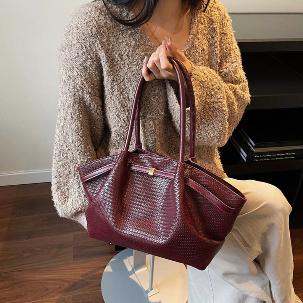 Textured Leather Shoulder Bag