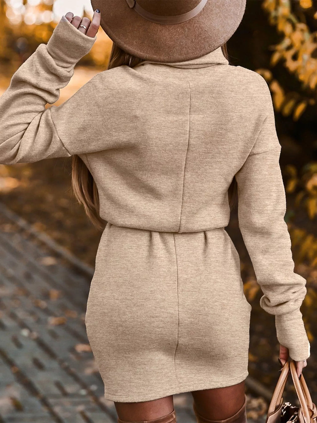 Turtleneck Belted Knit Dress