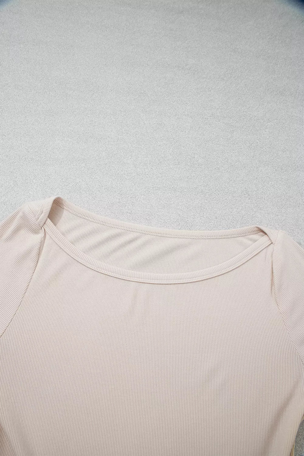Lace Cuff Patchwork Round Neck Long Sleeve Top