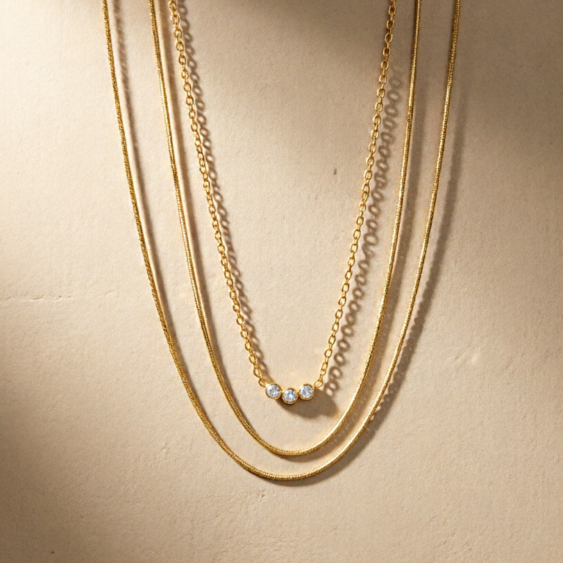 Double Layer Zircon Necklace Collection