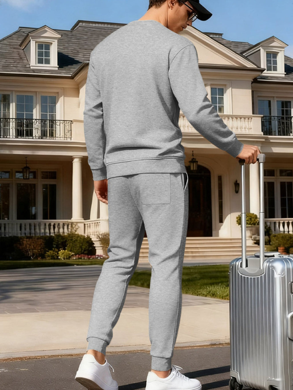 Men's Full Size Round Neck Sweatshirt and Jogger Set Plus Size