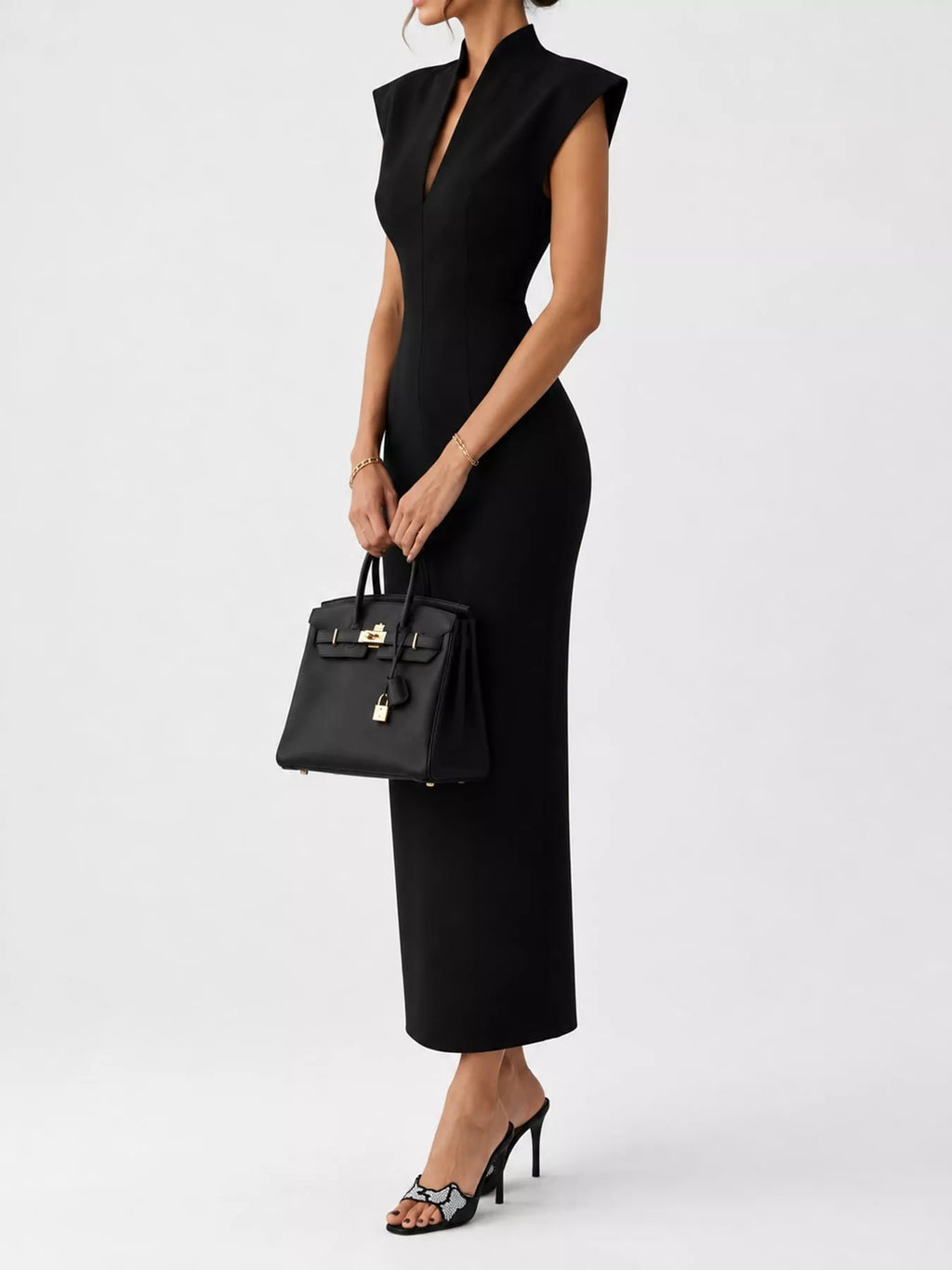 Slit Sleeveless Bodycon Midi Dress