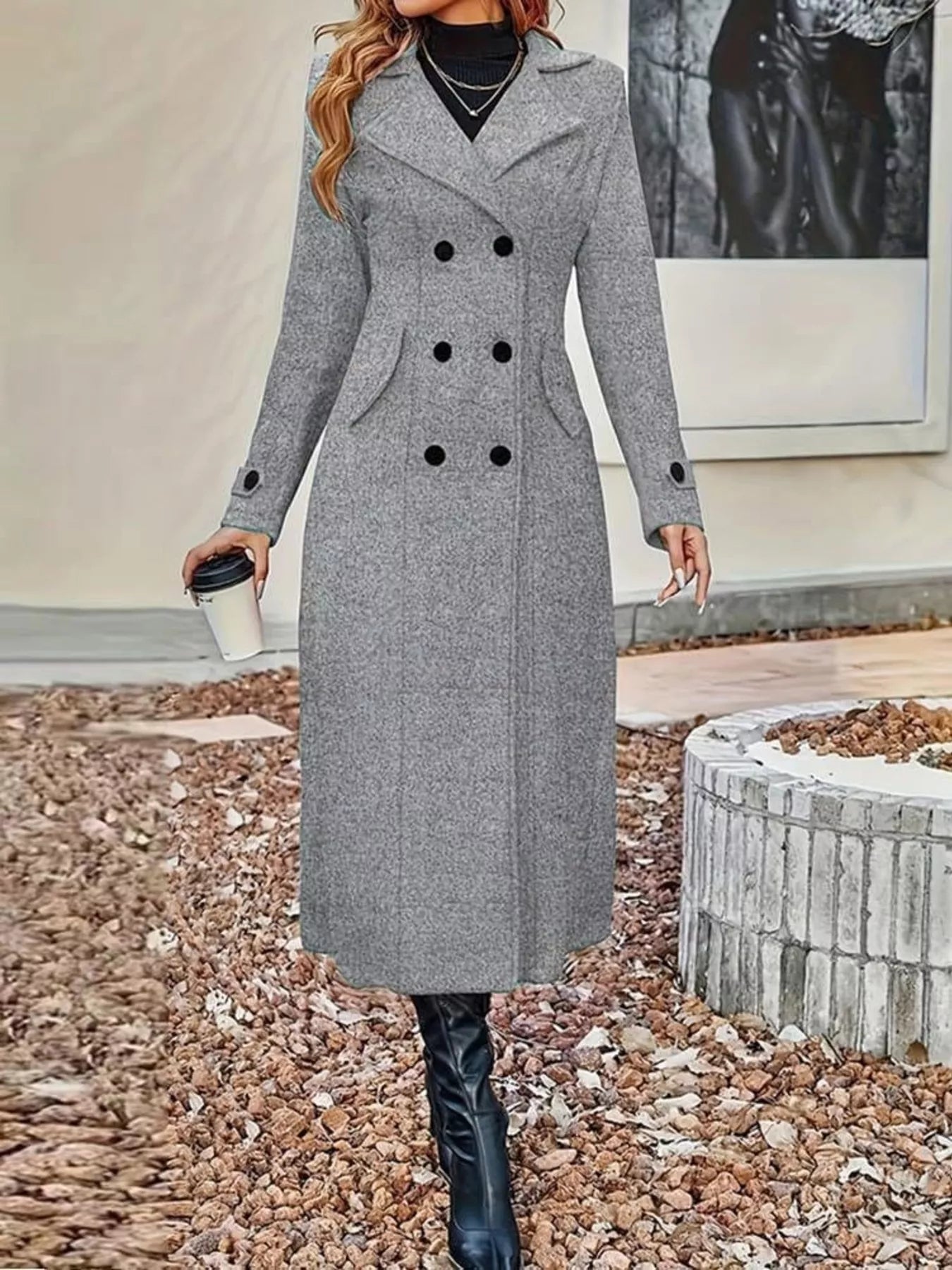 Full Size Double-Breasted Longline Trench Coat Plus Size