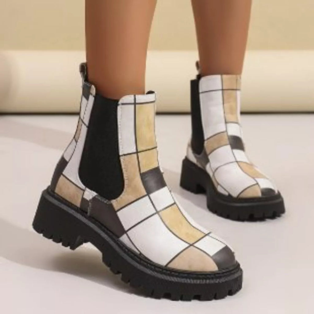 Round Toe Chunky Heel Ankle Boots