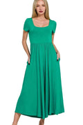 Double Layered Short Sleeve Jumpsuit with Pockets